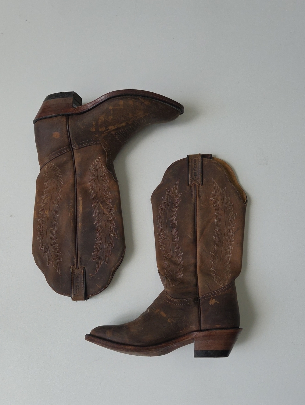BOULET Brown Leather Western Cowboy Boots - Women
